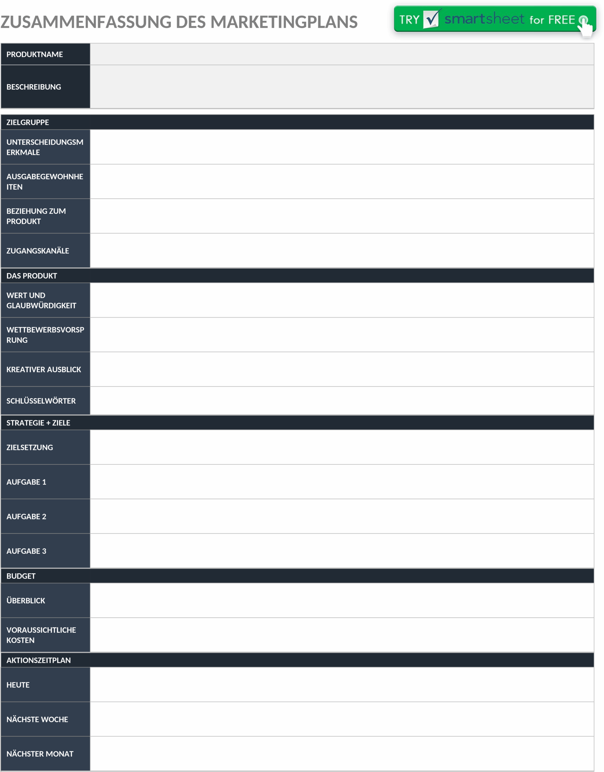 Marketingplan Word Vorlage
