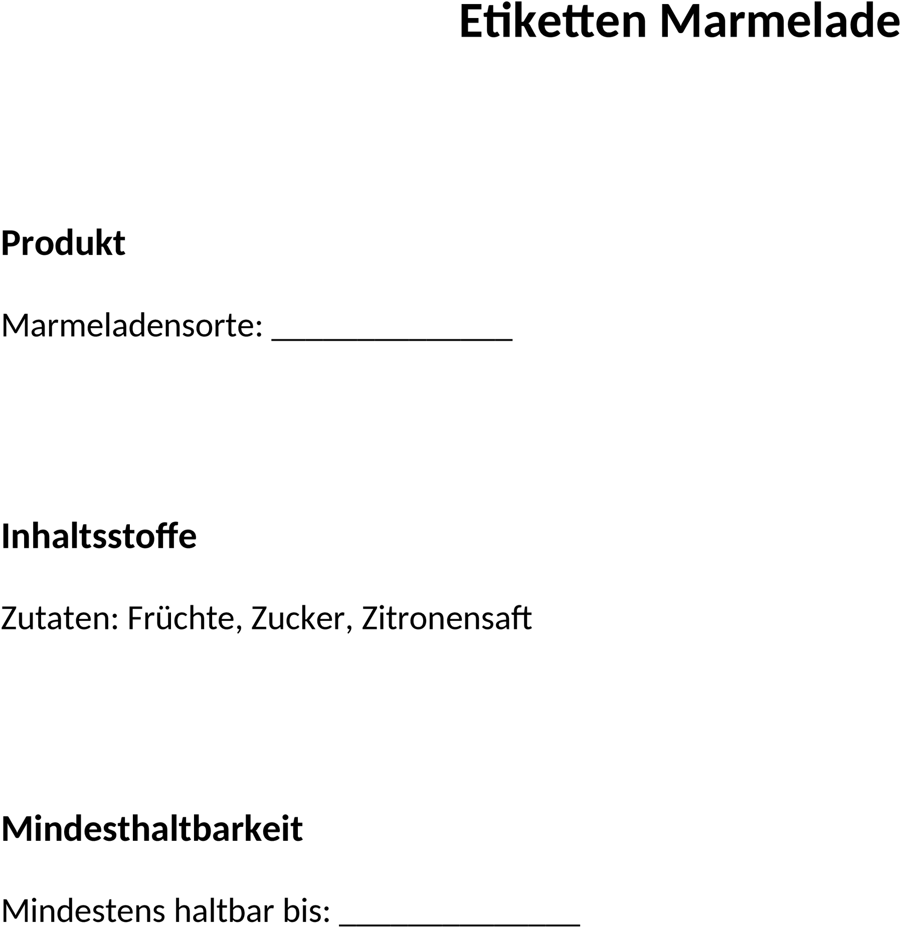 Marmeladenetiketten Word-Vorlage