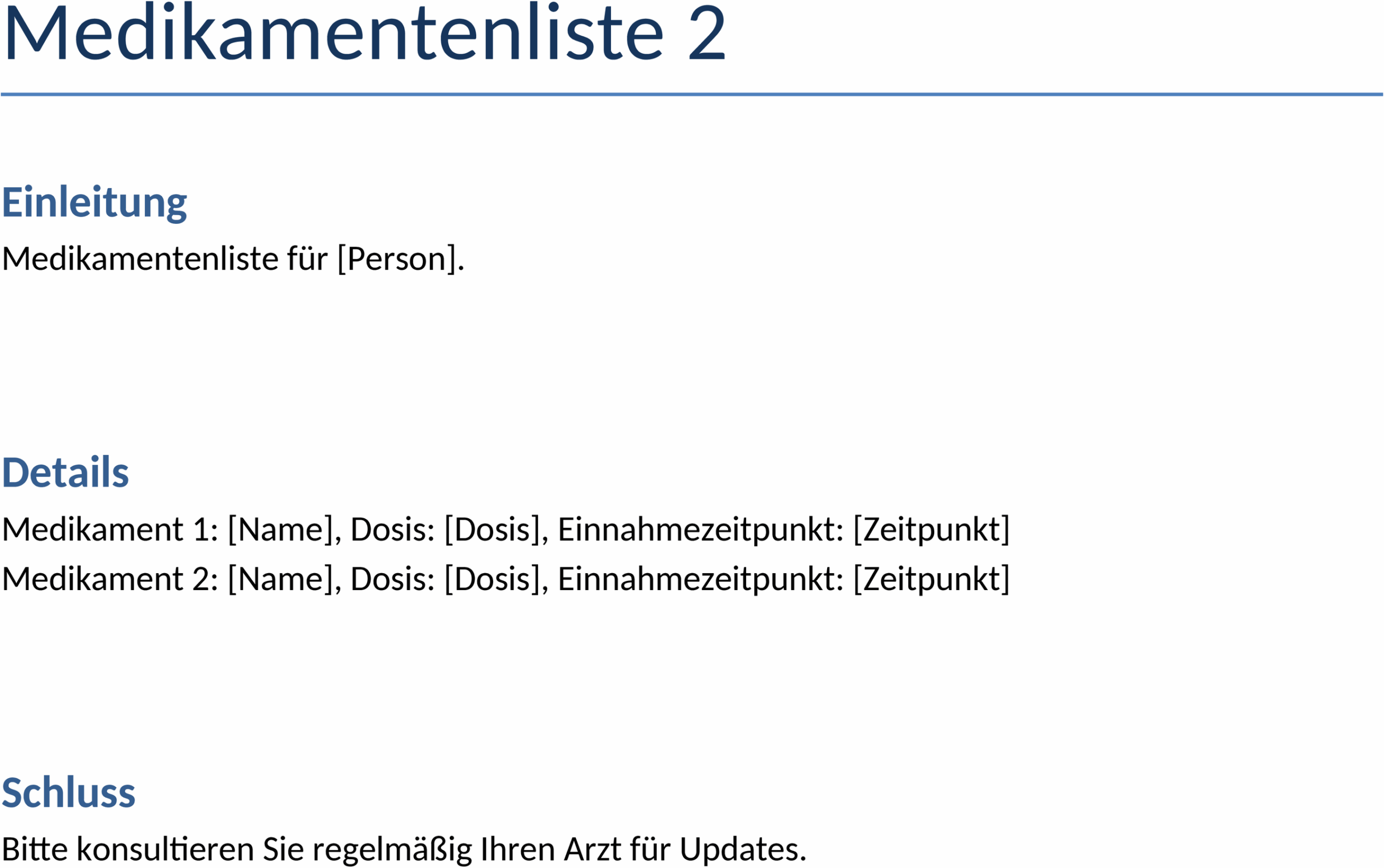 Medikamentenliste im Word-Format