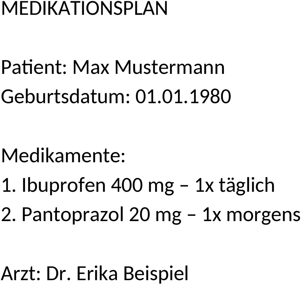 Medikationsplan im Word-Format