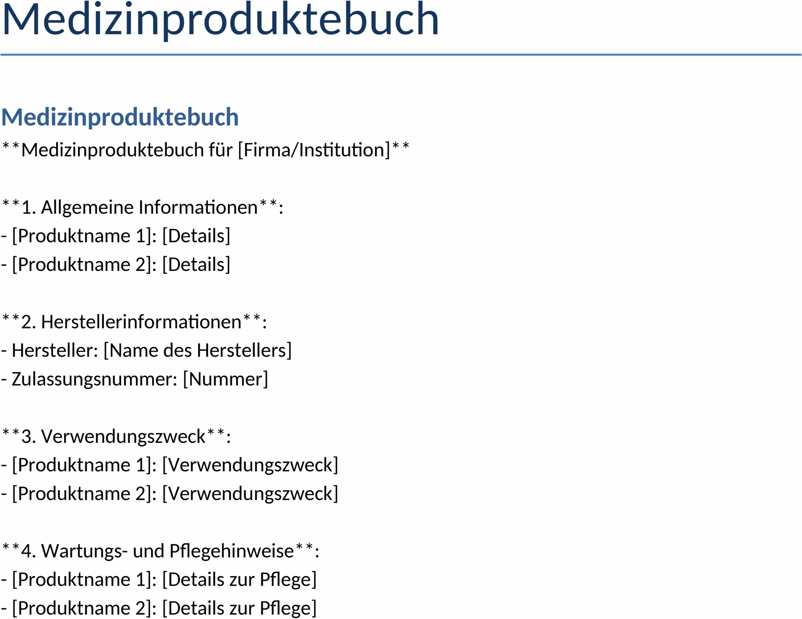 Medizinproduktebuch Word-Vorlage