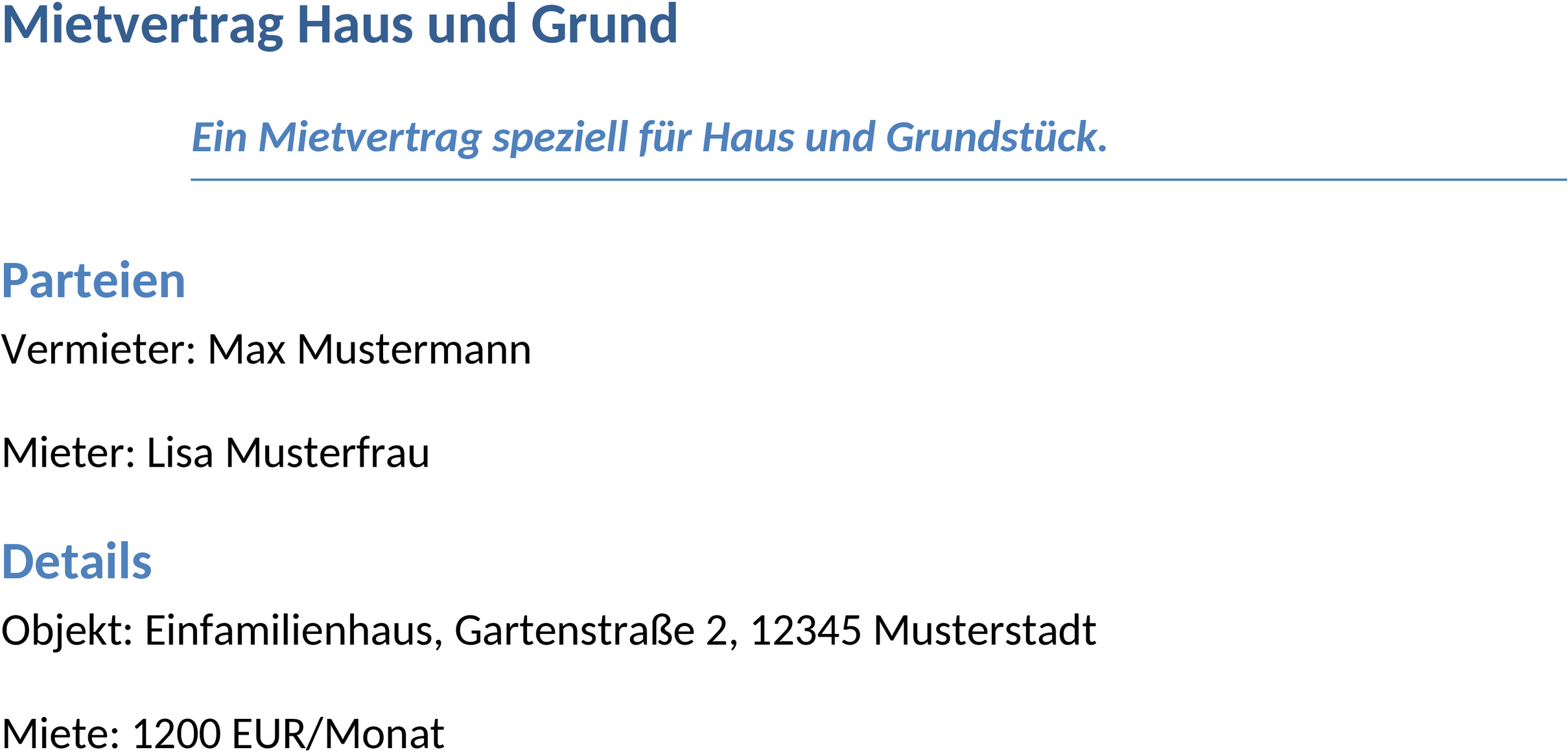 Mietvertrag als Word-Dokument