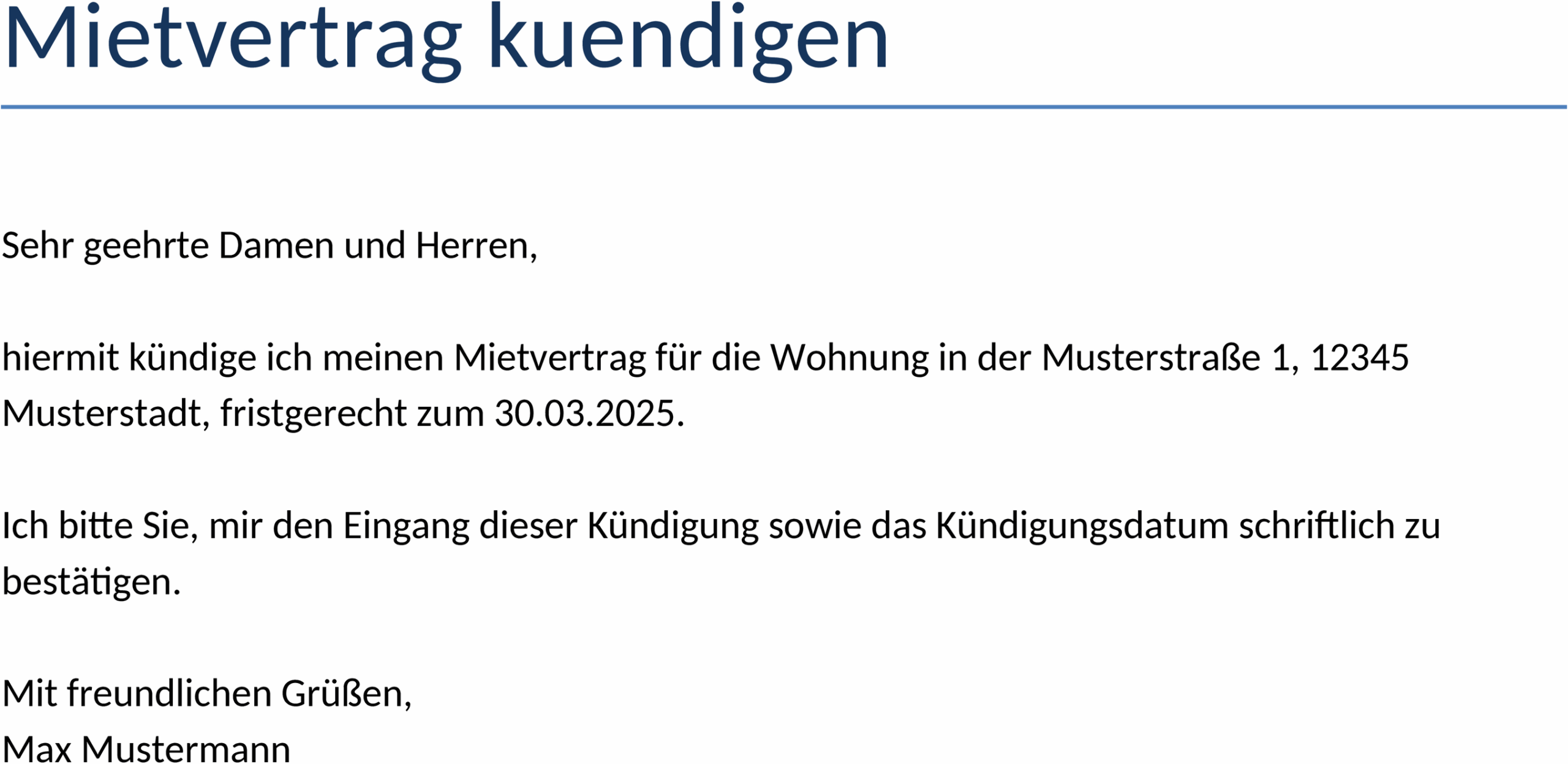 Mietvertrag Kündigen Word-Dokument