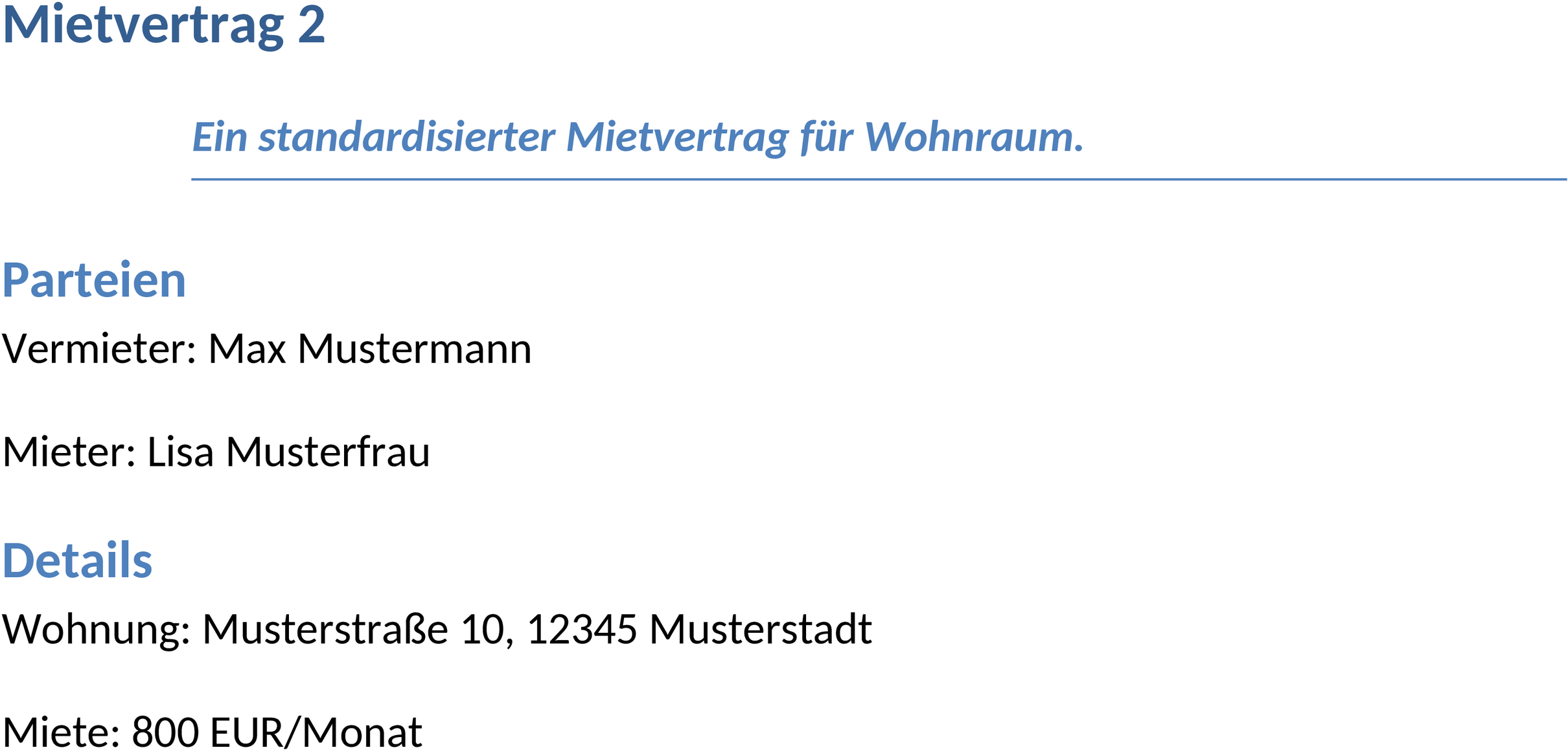 Mietvertrag Word-Vorlage