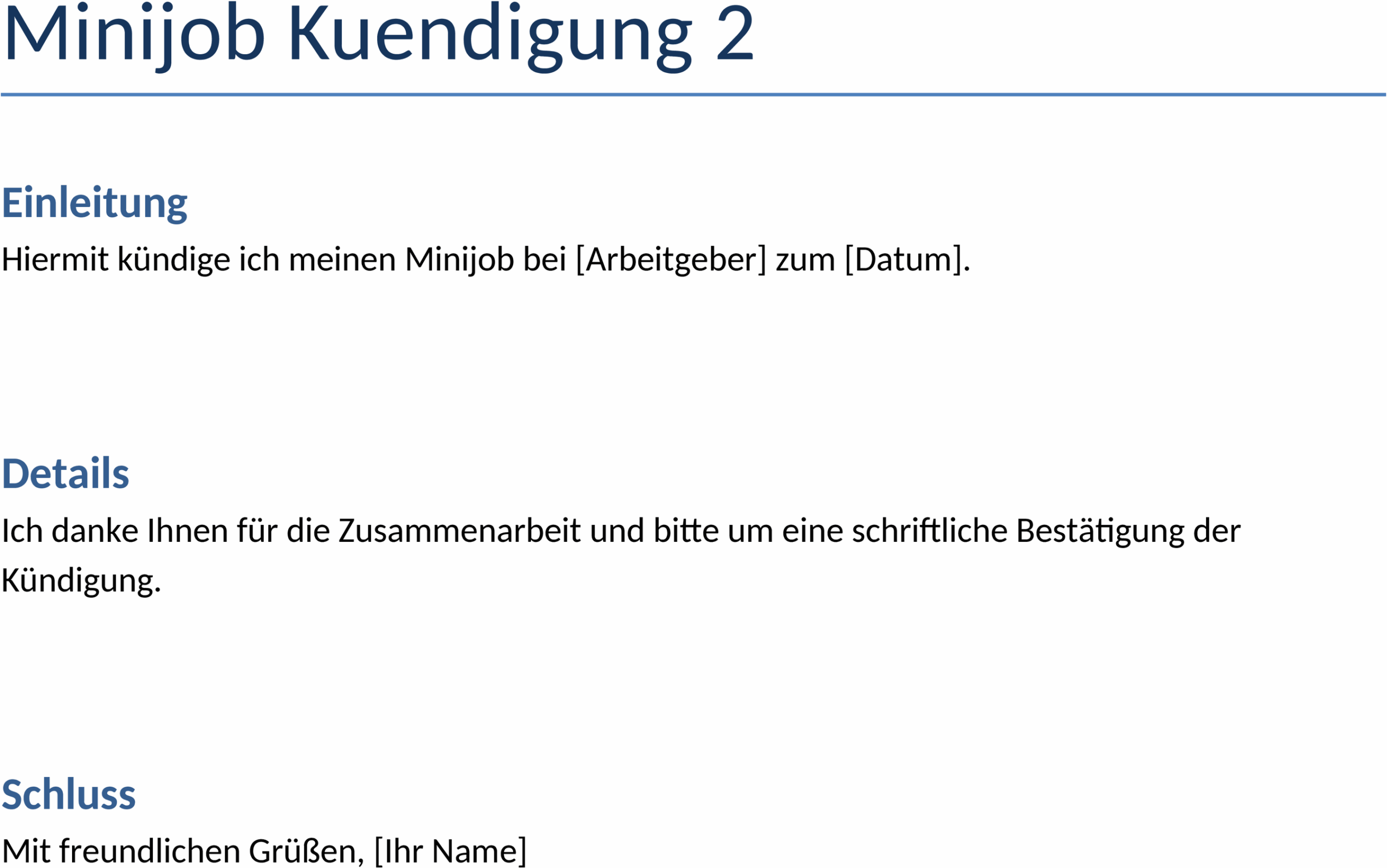 Minijob Kündigung: Word Vorlage als zuverlässiger Begleiter