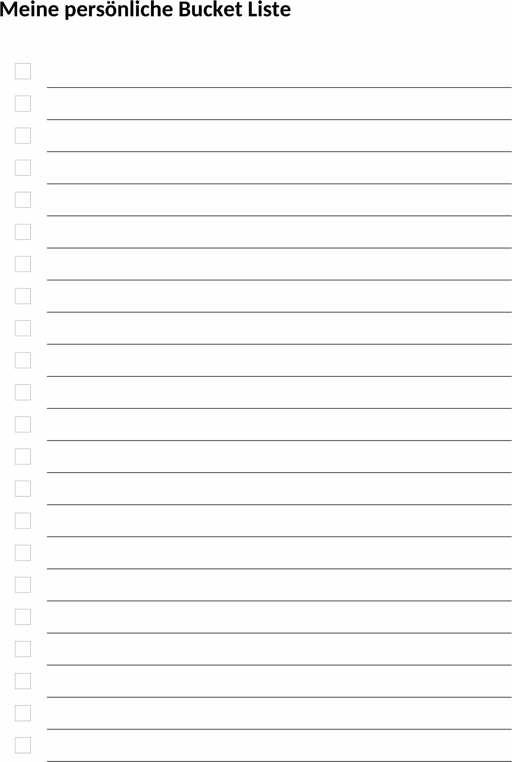 Minimalistische Bucketliste-Vorlage in Word