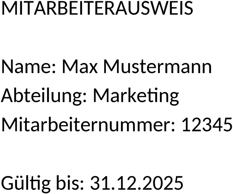 Mitarbeiterausweis Word Template