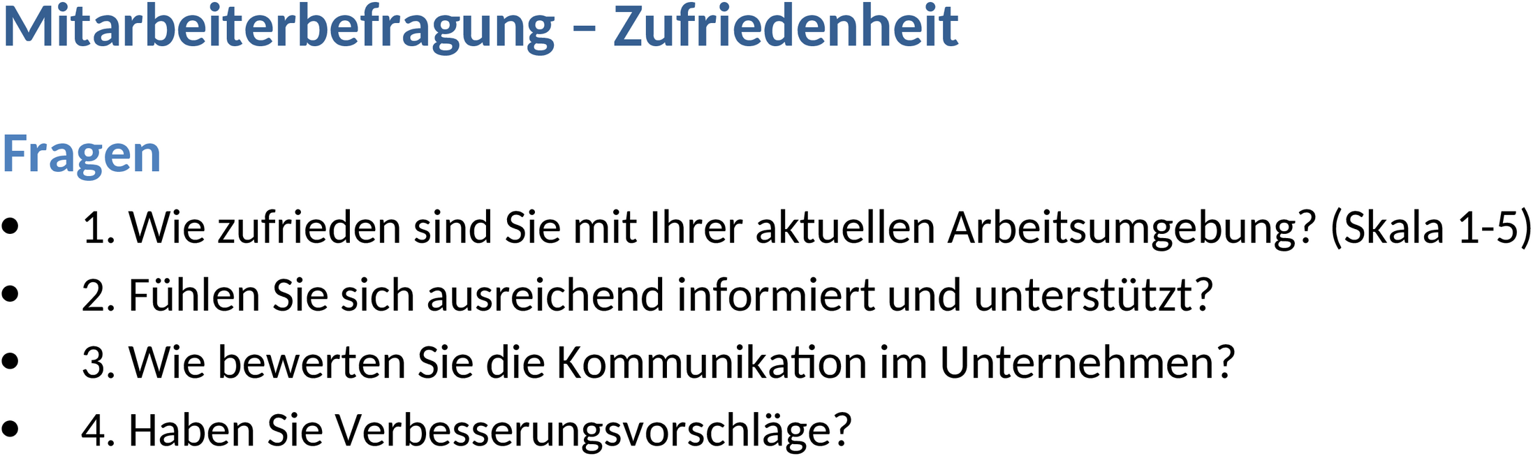 Mitarbeiterbefragung Zufriedenheit Word-Vorlage
