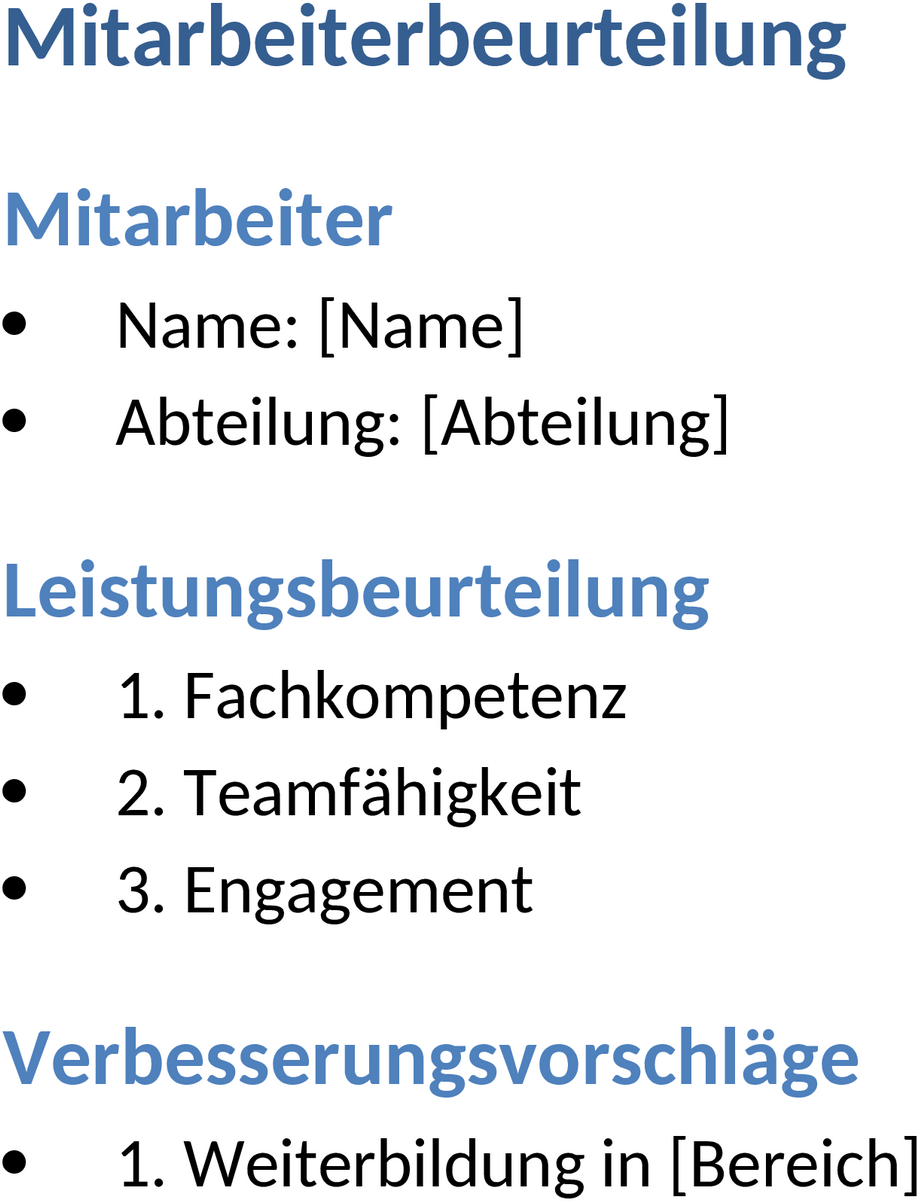 Mitarbeiterbeurteilung Word-Vorlage