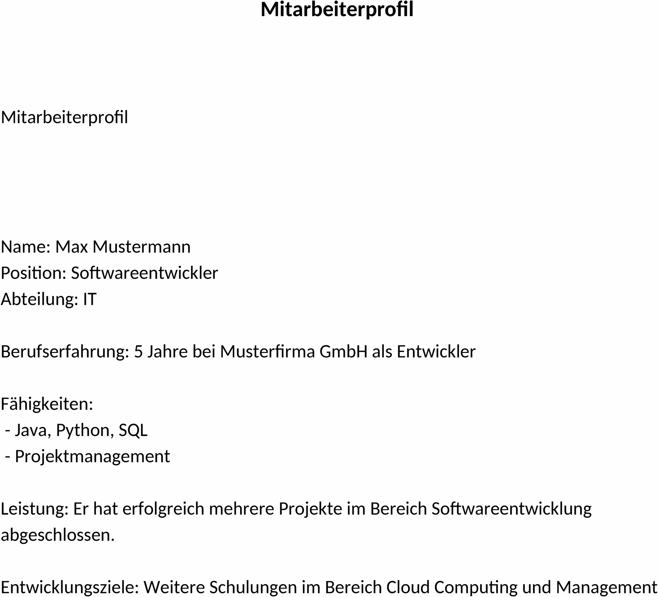 Mitarbeiterprofil Word-Vorlage