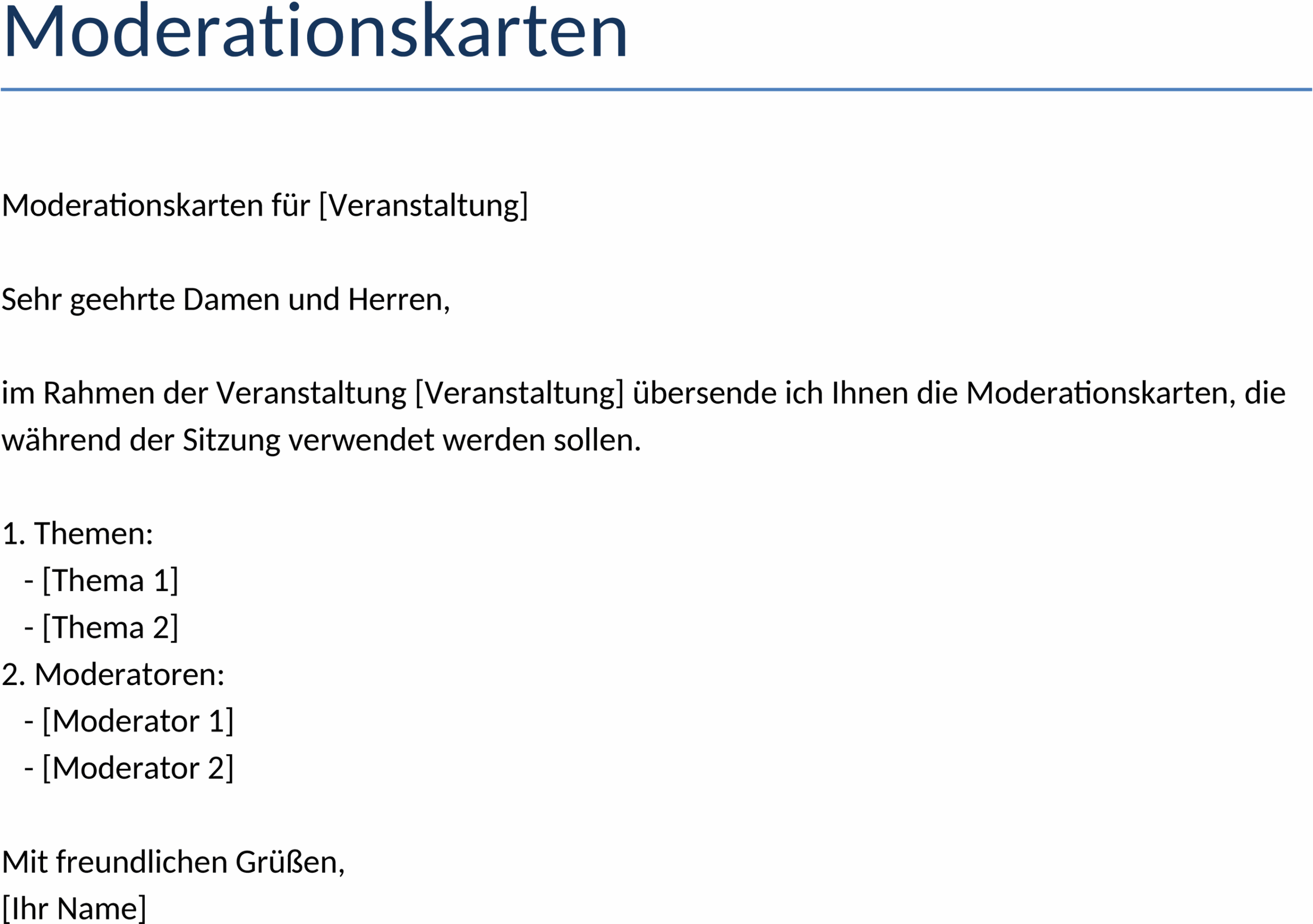 Moderationskarten Word-Dokument