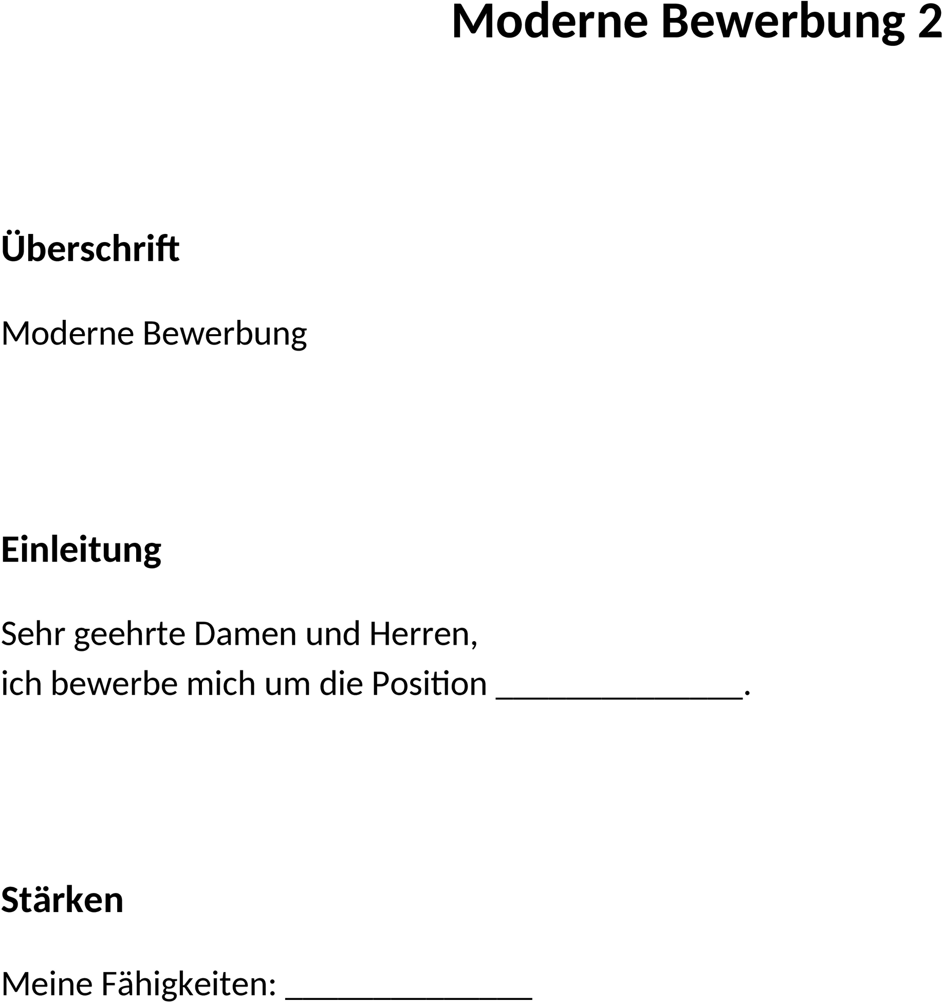 Moderne Bewerbung Word-Vorlage