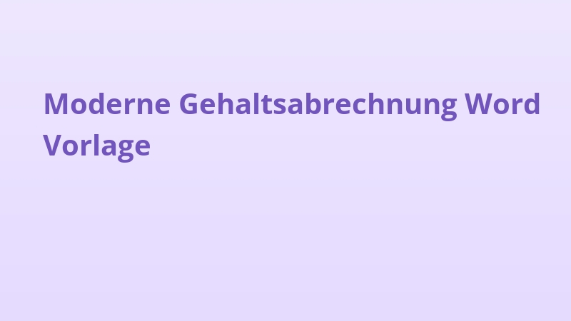 Moderne Gehaltsabrechnung Word Vorlage