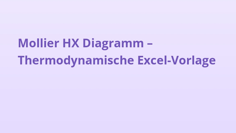 Mollier HX Diagramm – Thermodynamische Excel-Vorlage