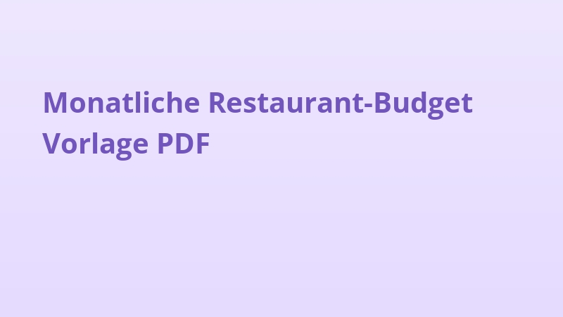 Monatliche Restaurant-Budget Vorlage PDF