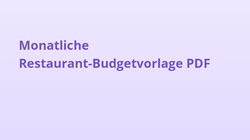 Monatliche Restaurant-Budgetvorlage PDF