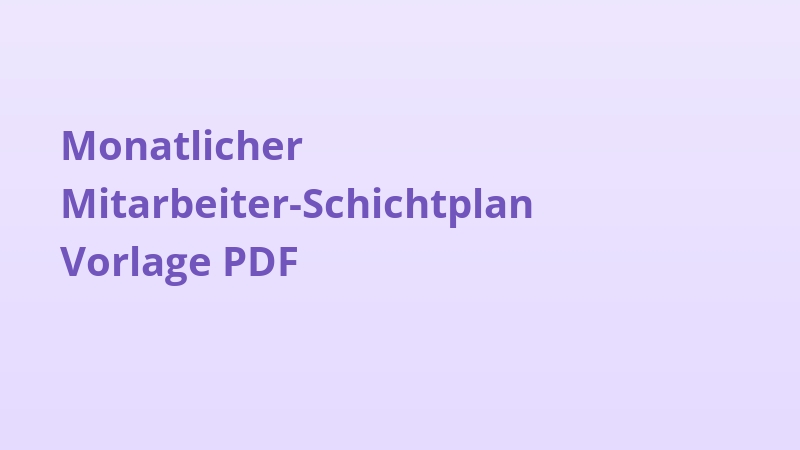 Monatlicher Mitarbeiter-Schichtplan Vorlage PDF