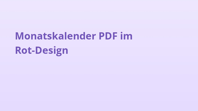 Monatskalender PDF im Rot-Design