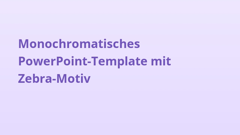 Monochromatisches PowerPoint-Template mit Zebra-Motiv