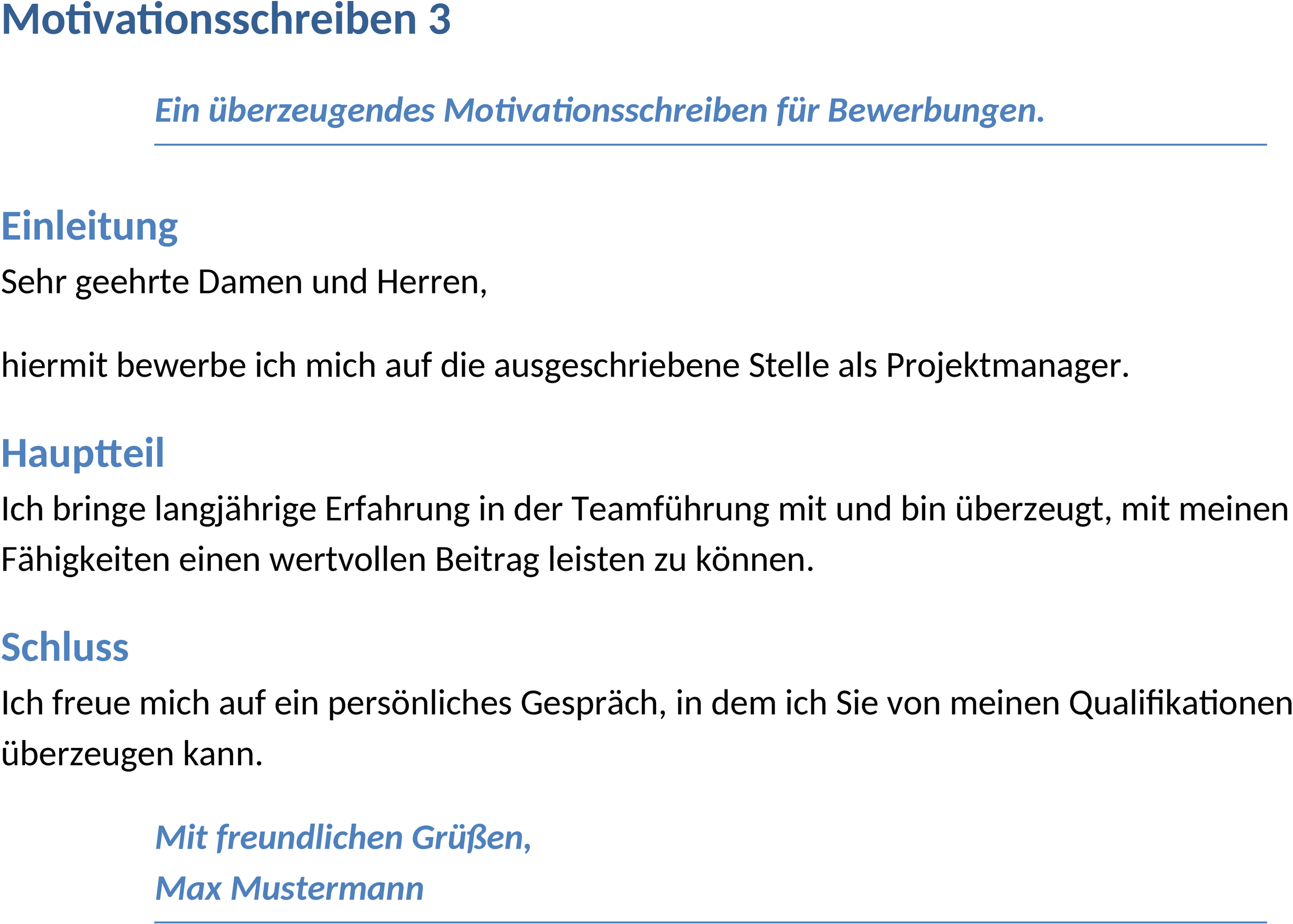 Motivationsschreiben Word-Vorlage