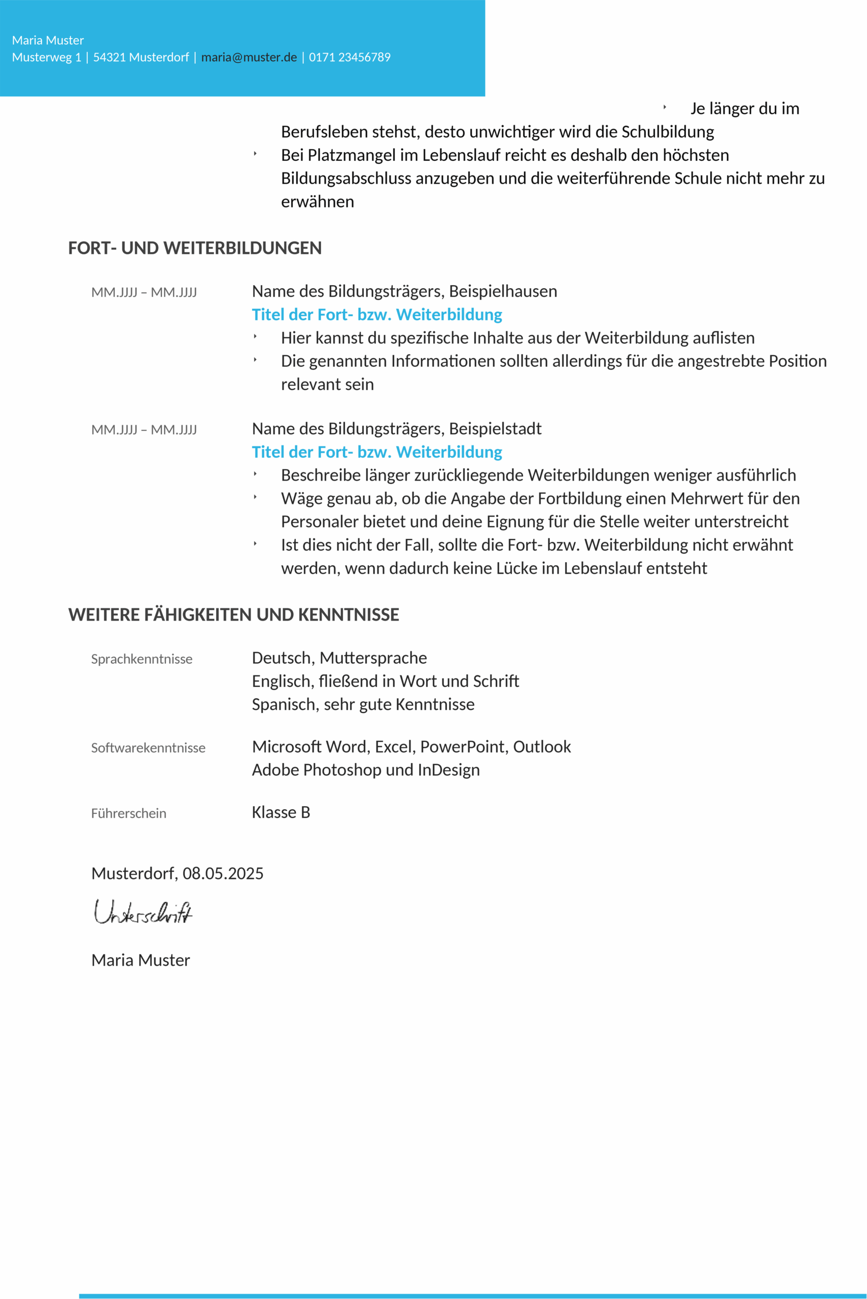 Word Lebenslauf Vorlage für Berufserfahrene