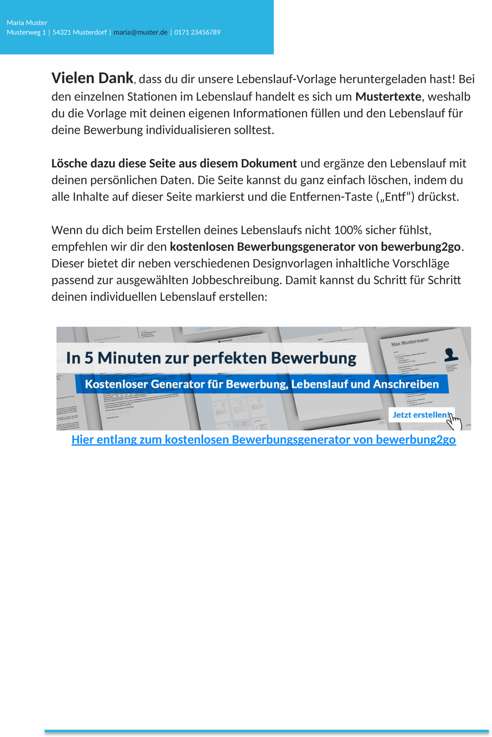 Word Vorlage Lebenslauf Student