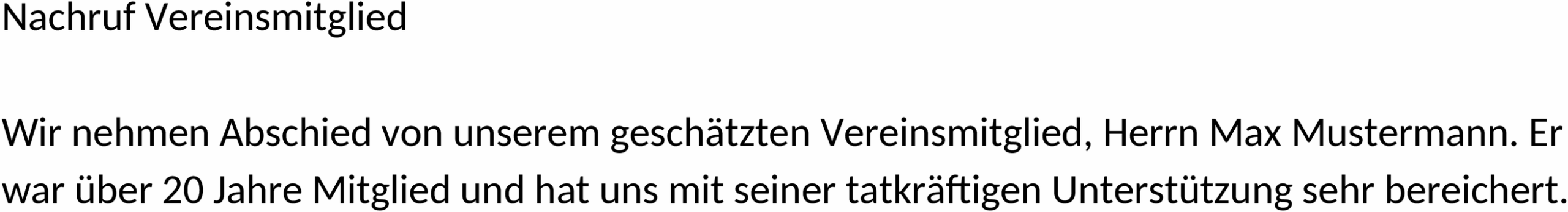 Nachruf Word-Vorlage für Vereinsmitglied