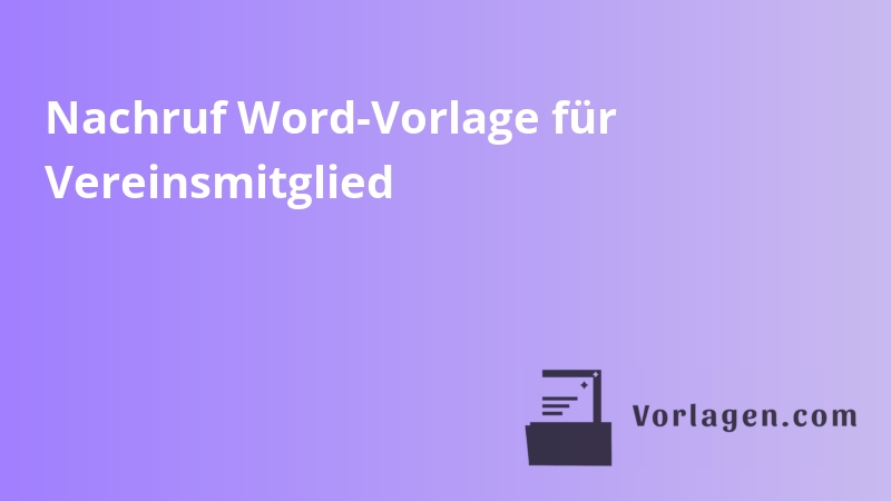 Nachruf Word-Vorlage für Vereinsmitglied