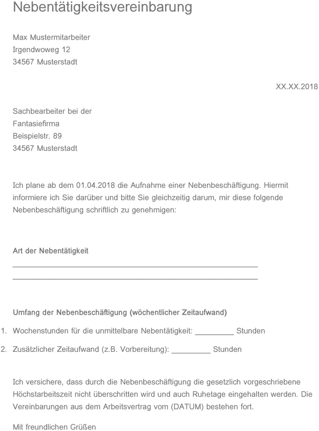 nebenbeschaeftigung-vereinbarung-muster-genehmigung