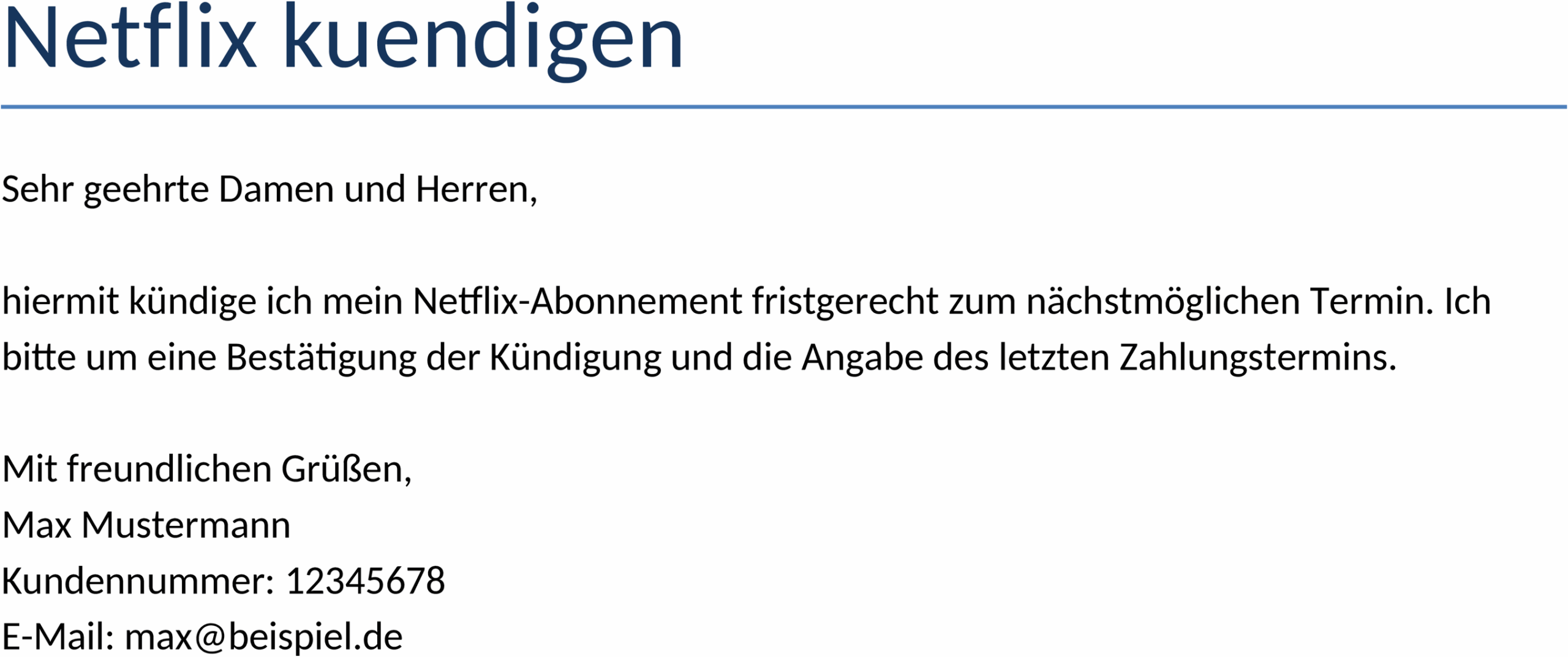 Netflix-Kündigungsvorlage im Word-Format