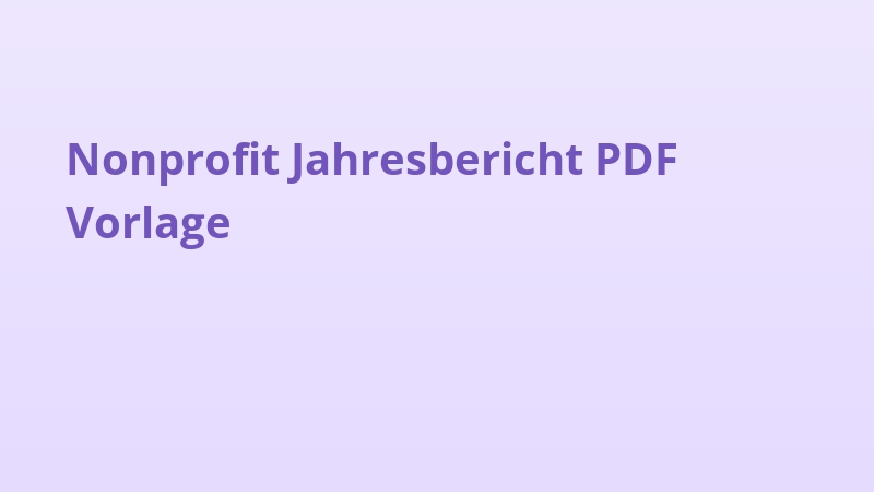 Nonprofit Jahresbericht PDF Vorlage