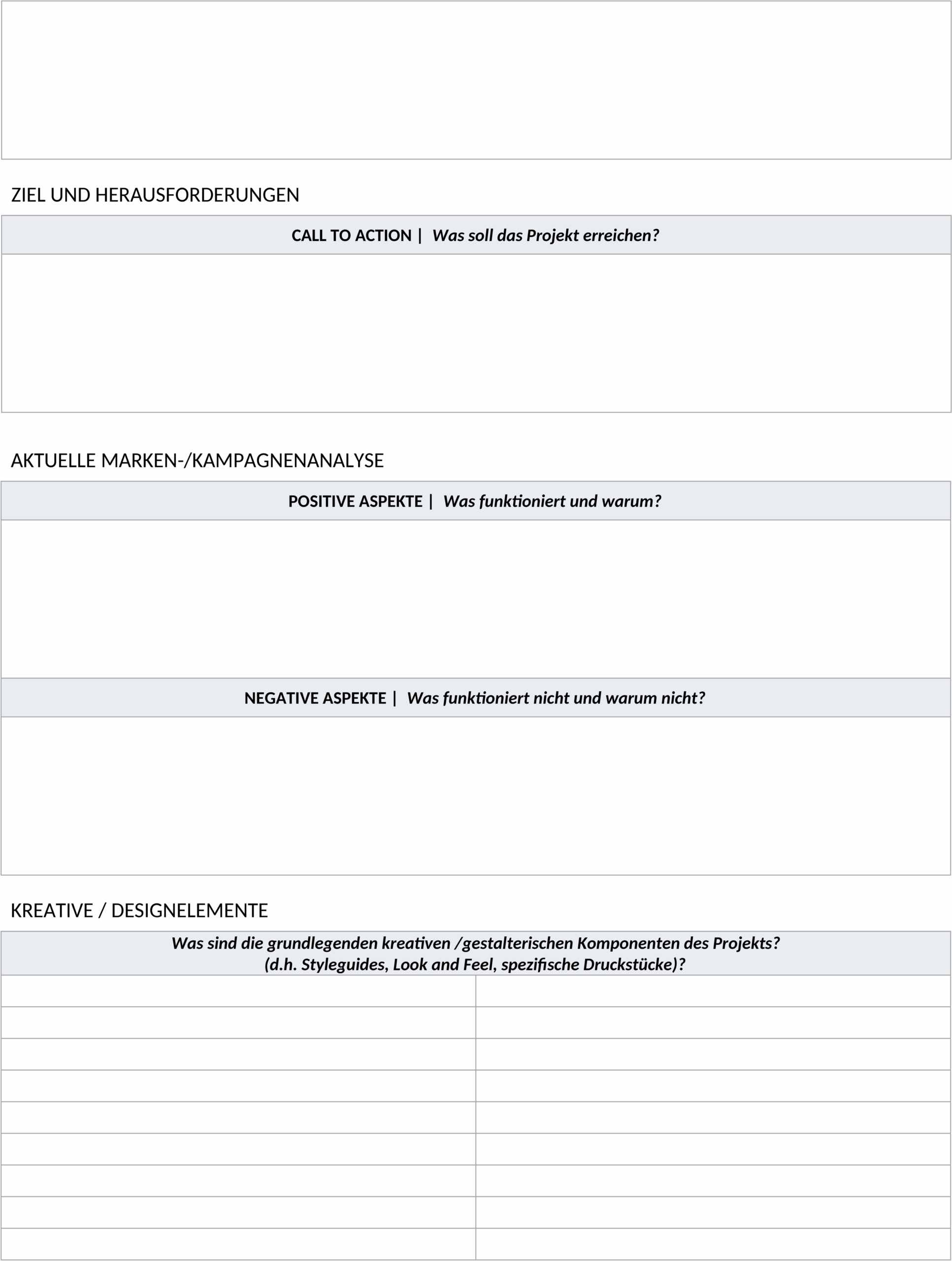 Word-Vorlage für Nonprofit-Kreativbriefing