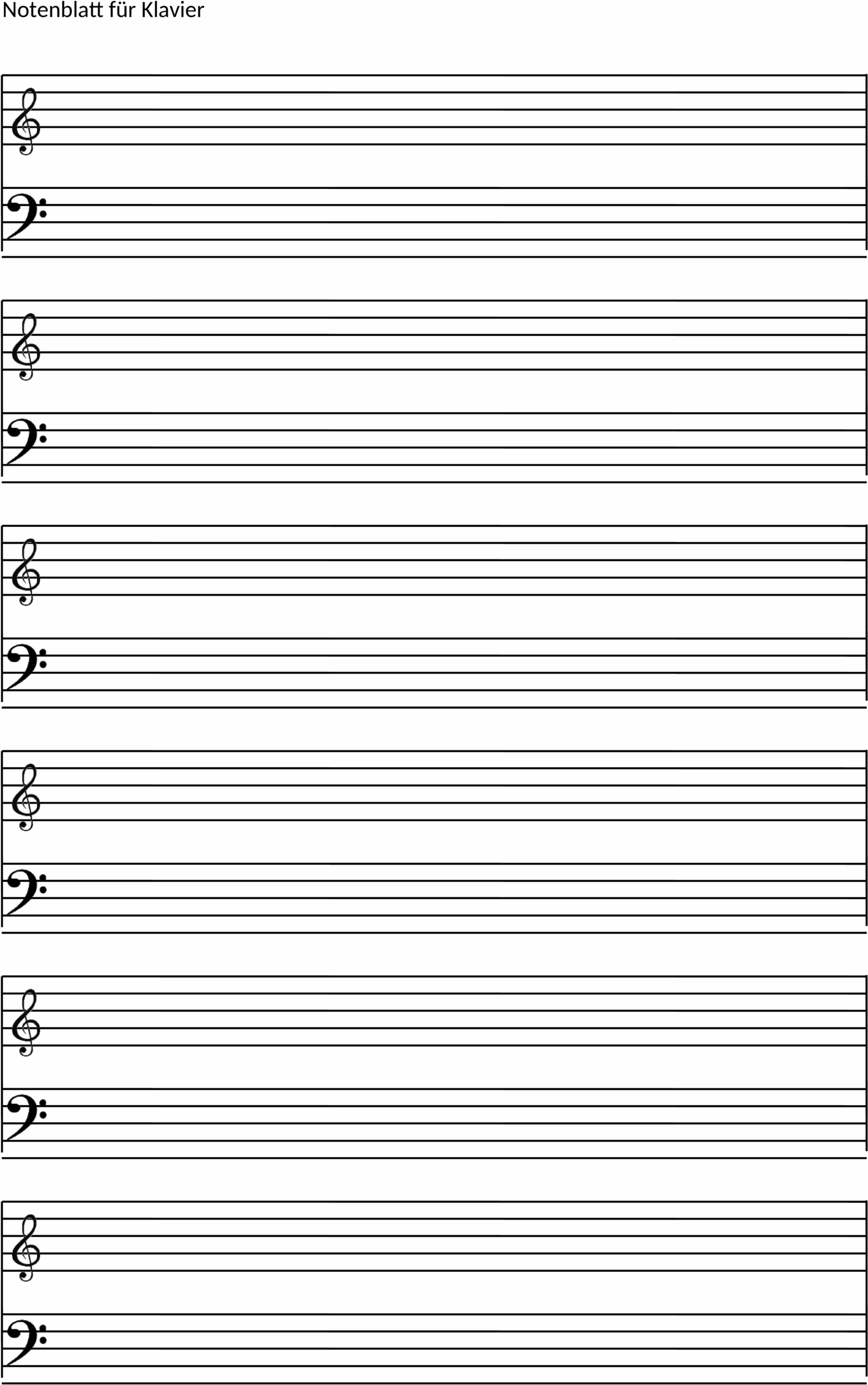 Notenblatt leer für Klavier - Word Template