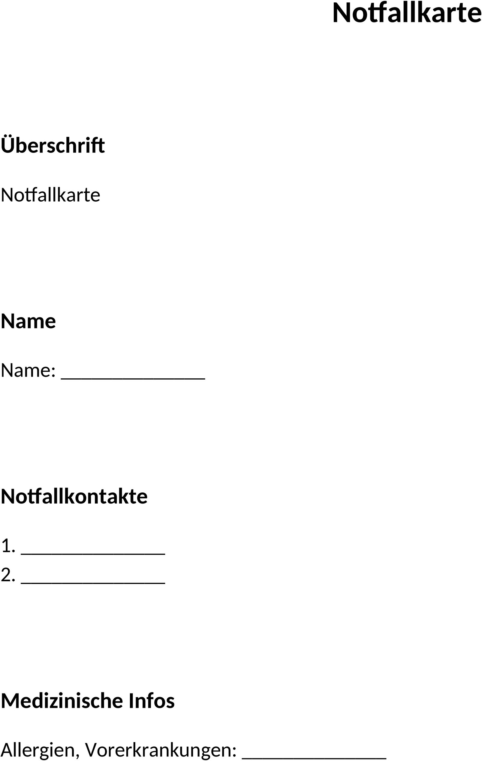 Notfallkarte im Word-Format