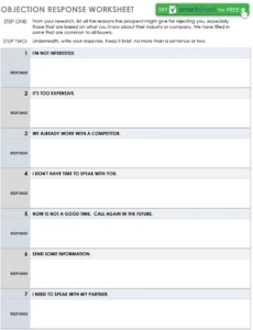 objection-response-worksheet-vorlage