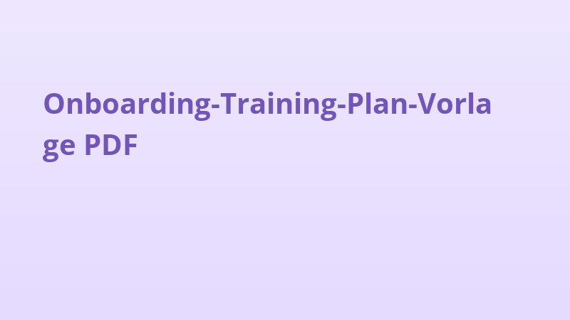 Onboarding-Training-Plan-Vorlage PDF