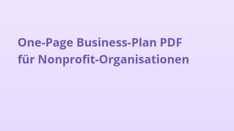One-Page Business-Plan PDF für Nonprofit-Organisationen