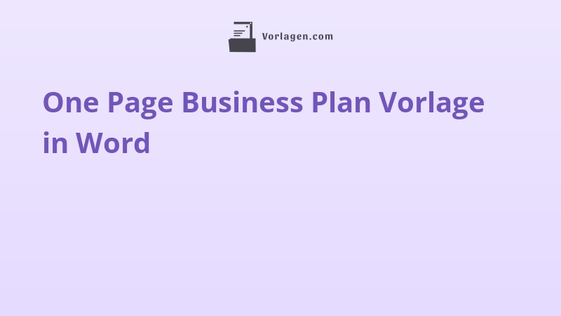 One Page Business Plan Vorlage in Word