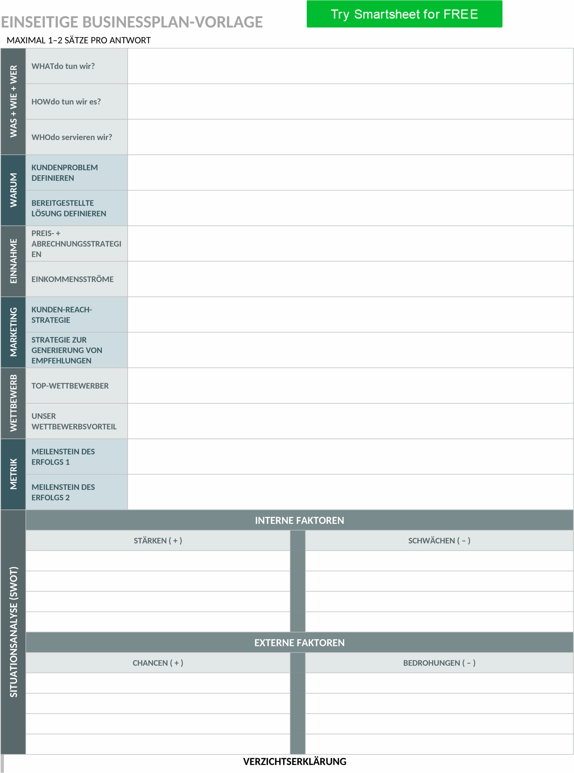Word-Vorlage für One-Page-Business-Plan