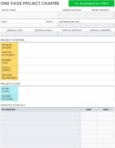 one-page-project-charter-vorlage