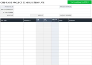one-page-project-schedule-vorlage