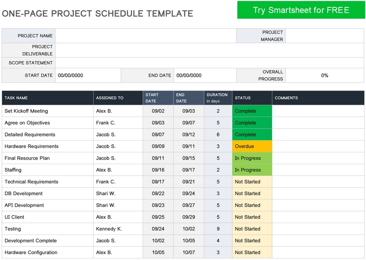 one-page-projektzeitplan-vorlage