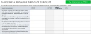 online-data-room-due-diligence-checklist