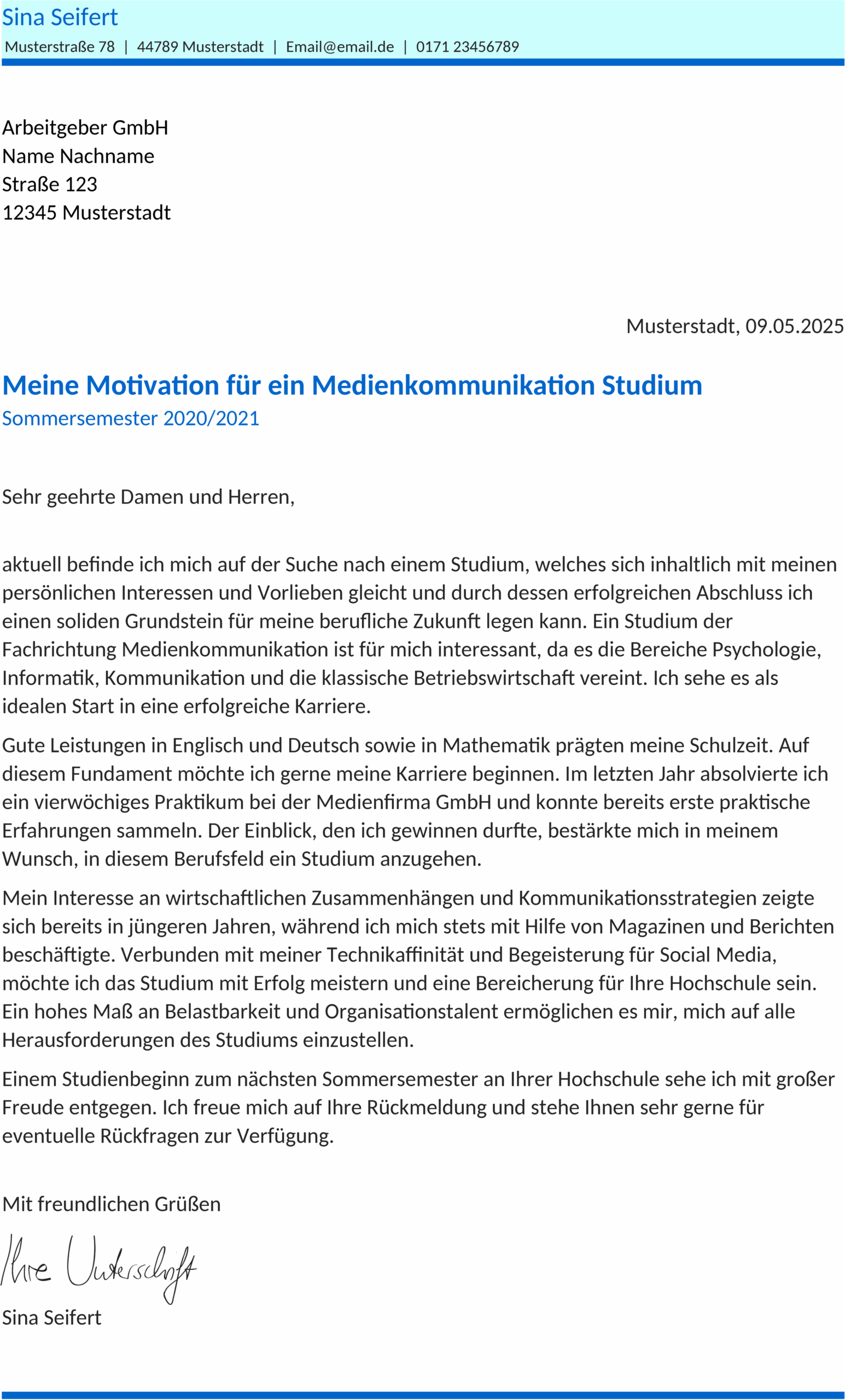 OpenOffice Bewerbungsvorlage für Anschreiben