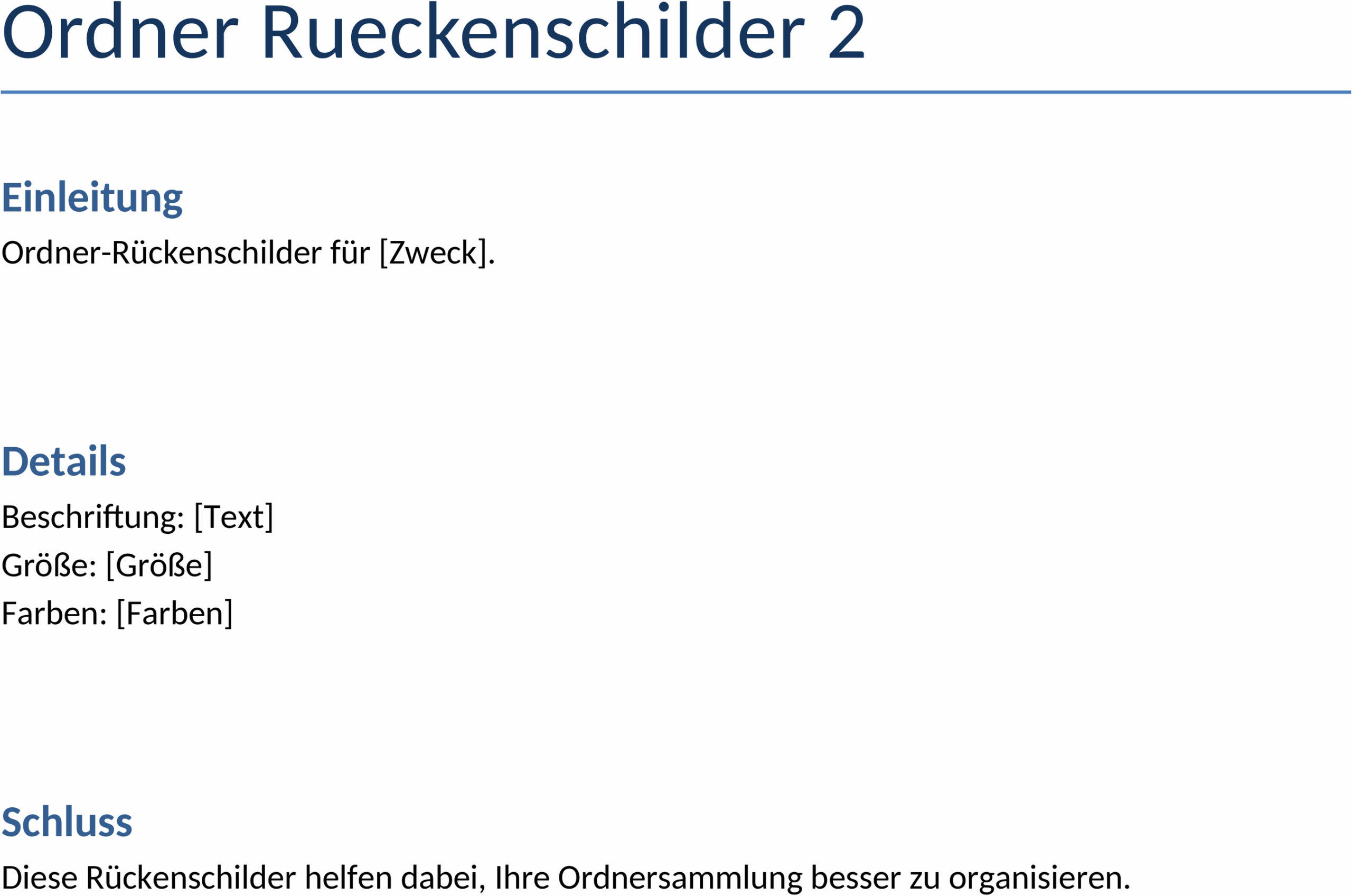 Word-Dokument mit Ordner-Rückenschildern