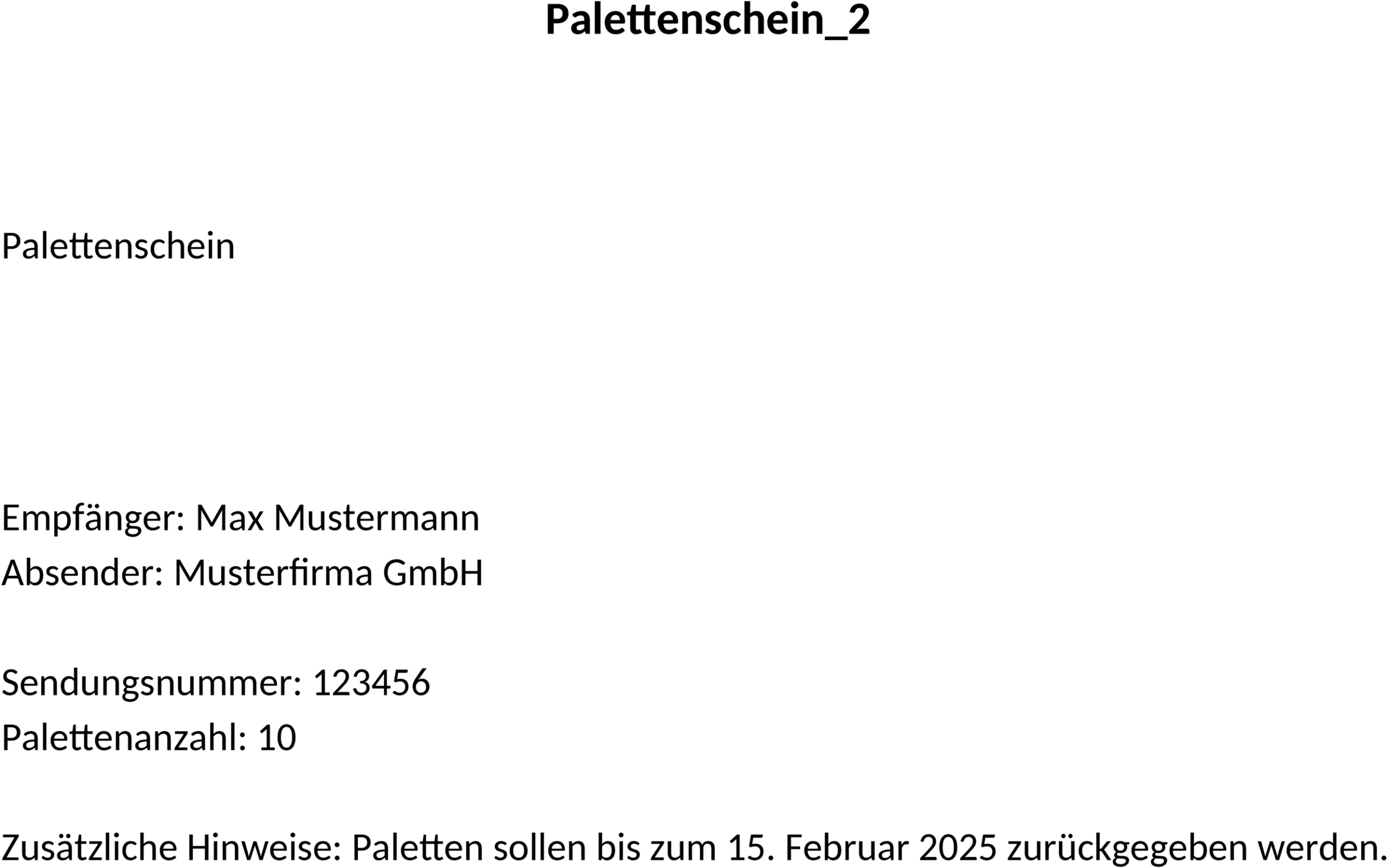 Palettenschein Word-Vorlage für Logistik und Transport