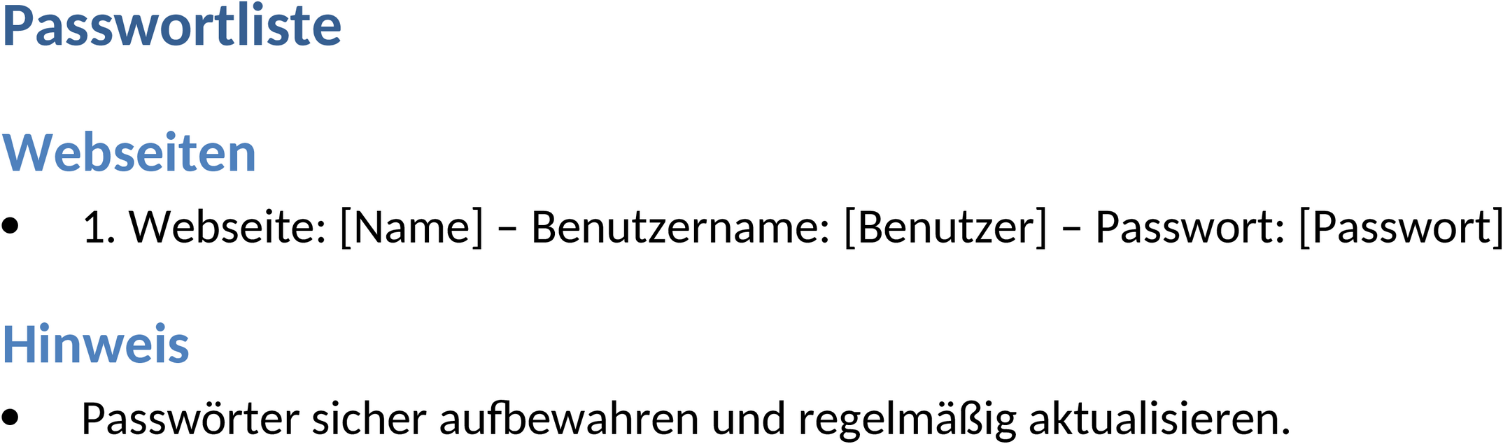 Passwortliste als Word-Datei: Einfach und Praktisch