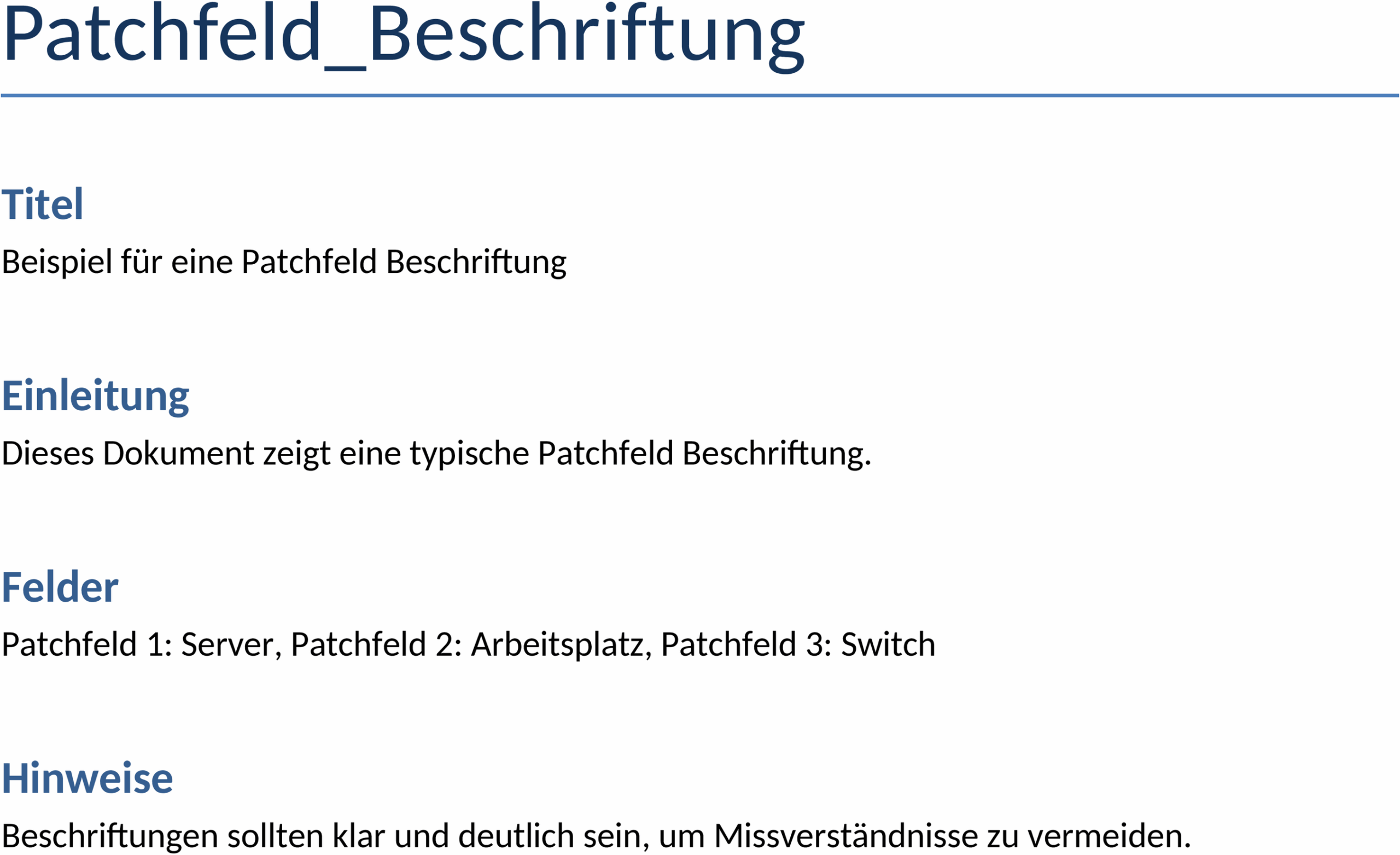 Patchfeld Beschriftungsvorlage für Word