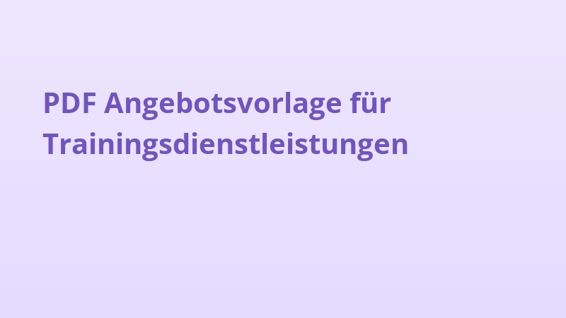 PDF Angebotsvorlage für Trainingsdienstleistungen