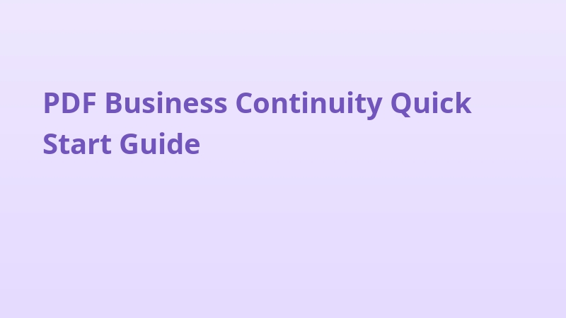 PDF Business Continuity Quick Start Guide
